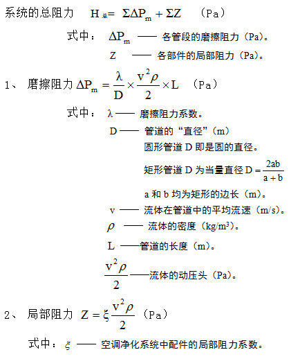 净化空调系统的水力计算